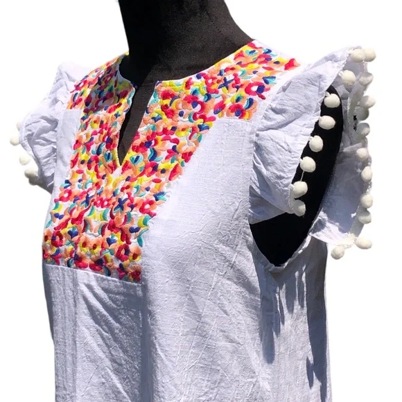 Kirundo Colorful Embroidered White Summer Dress size Small - Picture 12 of 14